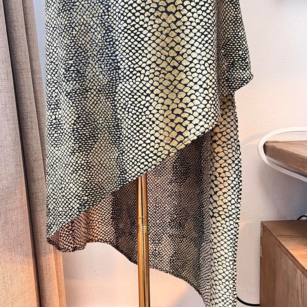 Cache Metallic Snakeskin Print Asymmetrical Dress… - image 4